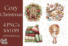 Cozy Christmas Clipart, Santa and Friends PNG Graphics Product Image 1