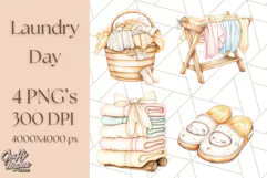 Cozy Laundry Day Clipart PNG Pastel Home Decor, Home Png Product Image 1