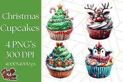 Christmas Cupcake PNG Clipart, Cute Food PNG, Holiday Treat Product Image 1