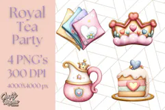 Princess Tea Party PNG Clipart with Teacups & Fancy Treats Product Image 1