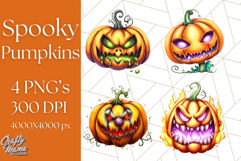 Spooky Jack O Lantern PNG Clipart, Scary Halloween Pumpkins Product Image 1