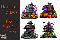 Haunted Houses Clipart PNG, Spooky Halloween Homes Product Image 1