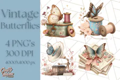 Vintage Butterfly PNG Clipart, Fairytale Cottagecore Images Product Image 1