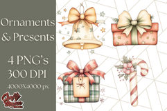 Vintage Christmas Ornaments and Presents PNG Holiday Clipart Product Image 1