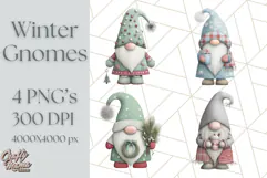 Cozy Winter Gnome Clipart PNG, Christmas Gnome Clip Art Product Image 1