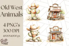 Wild West Animals PNG Clipart, Cowboy & Saloon Scenes Product Image 1