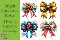 Bright Shiny Christmas Bows PNG Clipart, Winter Holiday Png Product Image 1