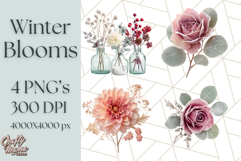 Whimsy Winter Florals Clipart PNG, Christmas Png Clipart Product Image 1