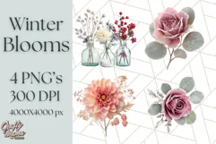 Whimsy Winter Florals Clipart PNG, Christmas Png Clipart Product Image 1