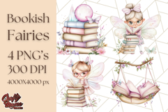 Bookish Fairy PNG Clipart, Whimsical Reading Elements Png Product Image 1