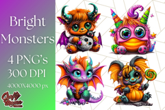 Spooky Cute Monster PNG Clipart, Adorable Halloween Monsters Product Image 1