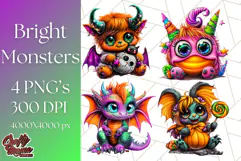 Spooky Cute Monster PNG Clipart, Adorable Halloween Monsters Product Image 1