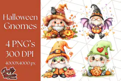 Spooky Cute Halloween Gnome PNG Clipart, Witch Ghost Bat Product Image 1