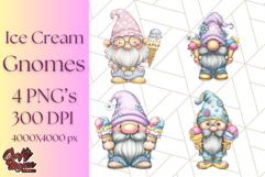 Ice Cream Gnome Clipart PNG Summer Dessert Art, Summer Gnome Product Image 1