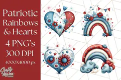 Patriotic Scandinavian Rainbow Clipart PNG, 4th Of July Png Product Image 1