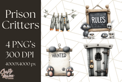 Cute Animals in Jail Clipart PNG, Funny Prisoner Critters Product Image 1