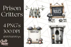 Cute Animals in Jail Clipart PNG, Funny Prisoner Critters Product Image 1