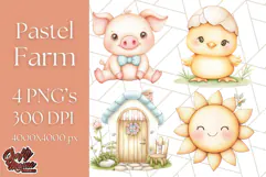 Pastel Farm Nursery PNG Clipart, Baby Animals And Elements Product Image 1