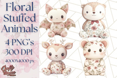 Pink Floral Stuffed Animal Clipart PNG, Cute Stuffed Animals Product Image 1