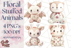Pink Floral Stuffed Animal Clipart PNG, Cute Stuffed Animals Product Image 1