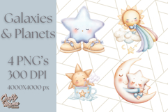 Kawaii Galaxy Buddies Clipart PNG, Cute Planets Clip Art Product Image 1