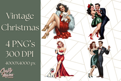 Vintage Glamorous Christmas Party Clipart PNG, Holiday Png Product Image 1