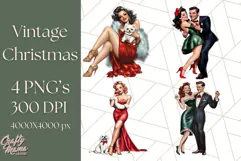 Vintage Glamorous Christmas Party Clipart PNG, Holiday Png Product Image 1