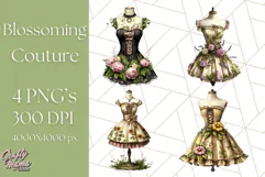 Couture Floral Dress Form PNG Clipart, Vintage Style Flowers Product Image 1