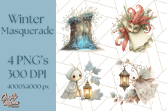 Winter Animal Masquerade Clipart PNG Woodland Animals Product Image 1