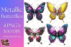 Metallic Butterfly Clipart PNG Clipart, Vibrant Butterfly Product Image 1