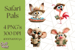 Cute Safari Animal Clipart with Jungle Accessories Png Product Image 1