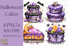 Whimsical Halloween Cake Clipart PNG, Spooky Desserts Product Image 1
