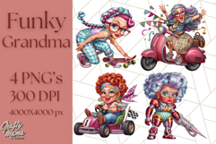Wild Grandma Clipart PNGs, Funny Quirky Old Ladies Product Image 1