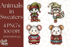 Christmas Animal Clipart, Festive Animals in Holiday Outfits Product Image 1