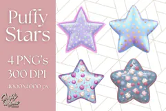 Cute Puffy Star Clipart PNG, 3D Glossy Pastel Stars Clip Art Product Image 1