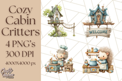 Cozy Cabin Critters Clipart PNG, Fall Animal Png Product Image 1