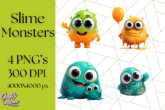 Slime Monster Clipart, Colorful Goo Graphics Png Product Image 1