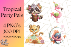 Tropical Fruit Party Animals PNG Clipart, Cute Summer Animal Product Image 1