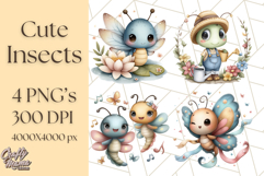 Cute Insects Clipart, Cartoon Bugs, Bug PNG Illustrations Product Image 1