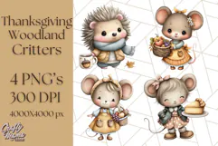 Thanksgiving Woodland Animals Clipart PNG Product Image 1