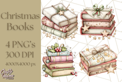 Christmas Book Clipart, Festive Reading PNG Illustrations Product Image 1