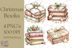 Christmas Book Clipart, Festive Reading PNG Illustrations Product Image 1