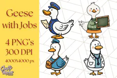 Goose Occupation Clipart PNG, Cute Job-Themed Graphics Product Image 1