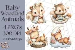 Woodland Nursery Baby Animals Clipart, Cute Animals Png Product Image 1