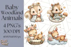 Woodland Nursery Baby Animals Clipart, Cute Animals Png Product Image 1