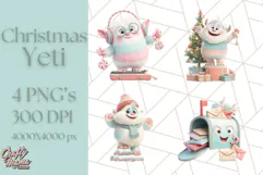Kawaii Christmas Yeti PNG Clipart, Cute Bigfoot Holiday Art Product Image 1