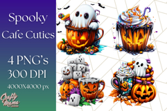 Spooky Café Cuties Halloween PNG Clipart, Holiday Elements Product Image 1