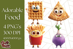 Cute Food PNG Clipart, 3D Adorable Kawaii Characters Png Product Image 1