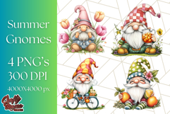 Summer Garden Gnomes Clipart PNG, Summer Country Gnomes Png Product Image 1