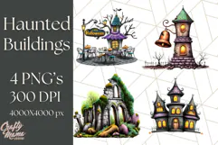 Halloween Buildings Clipart PNG, Haunted Houses Art Product Image 1